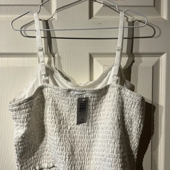 Torrid White Smocked Ruffled Camisole Top - Picture 2 of 4